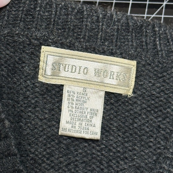 Studio Works Charcoal Cardigan with Festive Fall Autumn Embroidery Motifs Sm B11 - Picture 4 of 9
